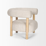 Mercana Gianna Open Back Light Brown Wood w/ Oatmeal Fabric Accent Chair
