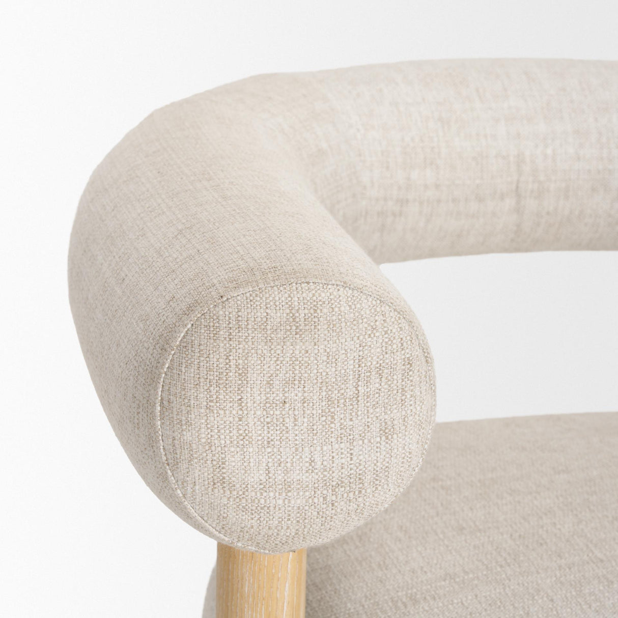 Mercana Gianna Open Back Light Brown Wood w/ Oatmeal Fabric Accent Chair