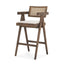 Mercana Indie Medium Brown Wood w/ Cane Bar Stool