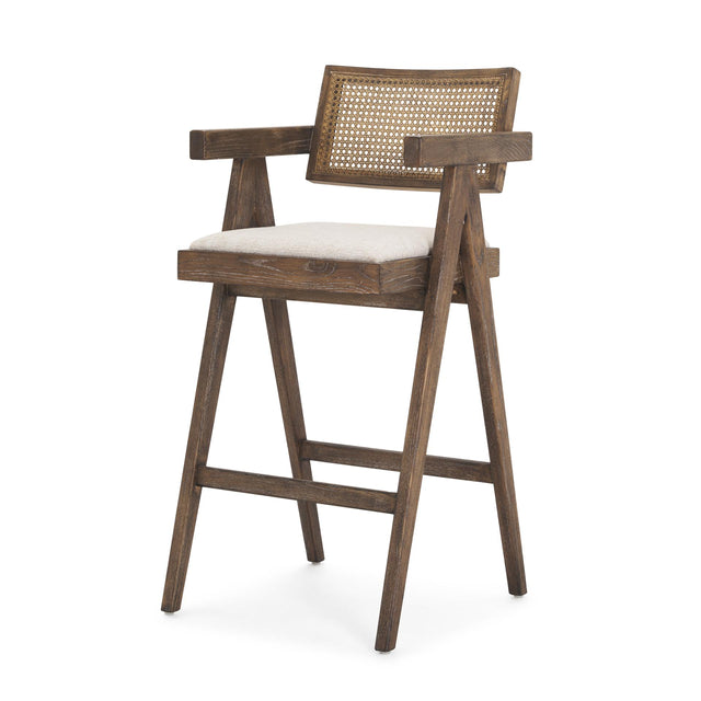 Mercana Indie Medium Brown Wood w/ Cane Bar Stool