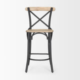 Mercana Etienne Light Brown Wood w/ Iron Metal Counter Stool