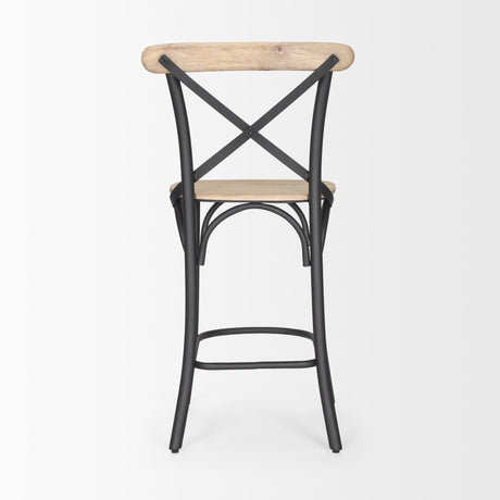 Mercana Etienne Light Brown Wood w/ Iron Metal Counter Stool