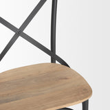 Mercana Etienne Light Brown Wood w/ Iron Metal Dining Chair
