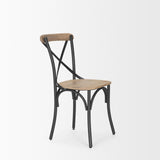 Mercana Etienne Light Brown Wood w/ Iron Metal Dining Chair