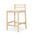 Mercana Sam Counter Stool W/ Light Brown Wood Frame and Beige Upholstered Seat