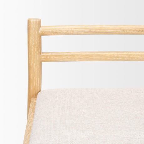 Mercana Sam Counter Stool W/ Light Brown Wood Frame and Beige Upholstered Seat