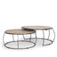 Mercana Clapp Round Light Brown W/ White Wash Wood and Silver Metal Nesting Coffee Tables (Set of 2)