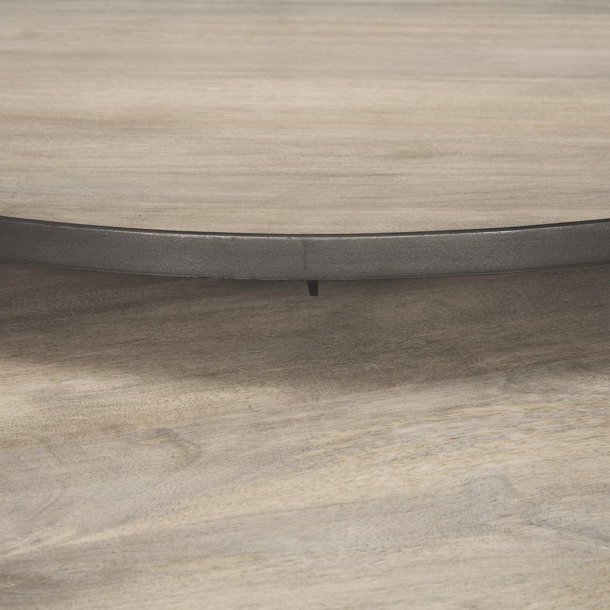 Mercana Clapp Round Light Brown W/ White Wash Wood and Silver Metal Nesting Coffee Tables (Set of 2)