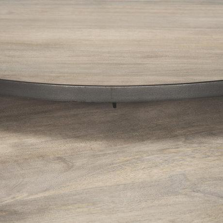 Mercana Clapp Round Light Brown W/ White Wash Wood and Silver Metal Nesting Coffee Tables (Set of 2)