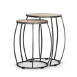 Mercana Clapp Round Light Brown W/ White Wash Wood and Silver Metal Nesting Accent Tables (Set of 2)