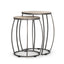 Mercana Clapp Round Light Brown W/ White Wash Wood and Silver Metal Nesting Accent Tables (Set of 2)
