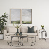 Mercana Clapp Round Light Brown W/ White Wash Wood and Silver Metal Nesting Accent Tables (Set of 2)