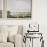 Mercana Clapp Round Light Brown W/ White Wash Wood and Silver Metal Nesting Accent Tables (Set of 2)