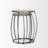 Mercana Clapp Round Light Brown W/ White Wash Wood and Silver Metal Nesting Accent Tables (Set of 2)