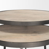 Mercana Clapp Round Light Brown W/ White Wash Wood and Silver Metal Nesting Accent Tables (Set of 2)