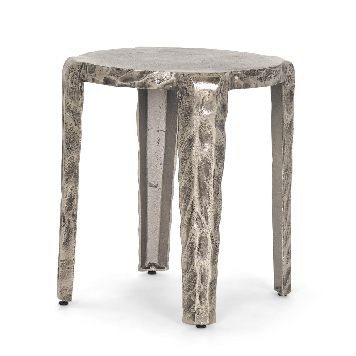 Mercana Randy Textured Silver Nickel Cast Aluminum Metal Accent Table