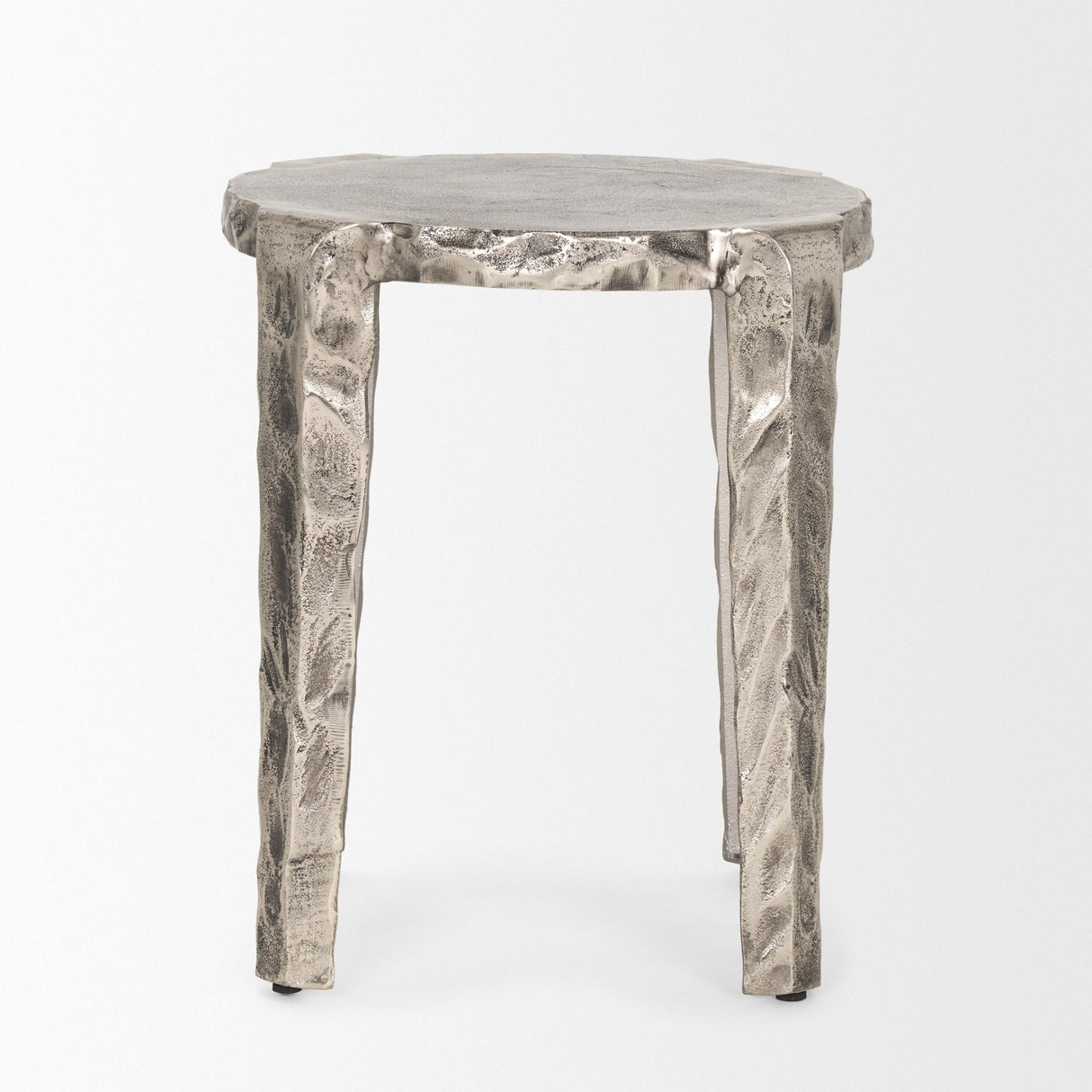 Mercana Randy Textured Silver Nickel Cast Aluminum Metal Accent Table