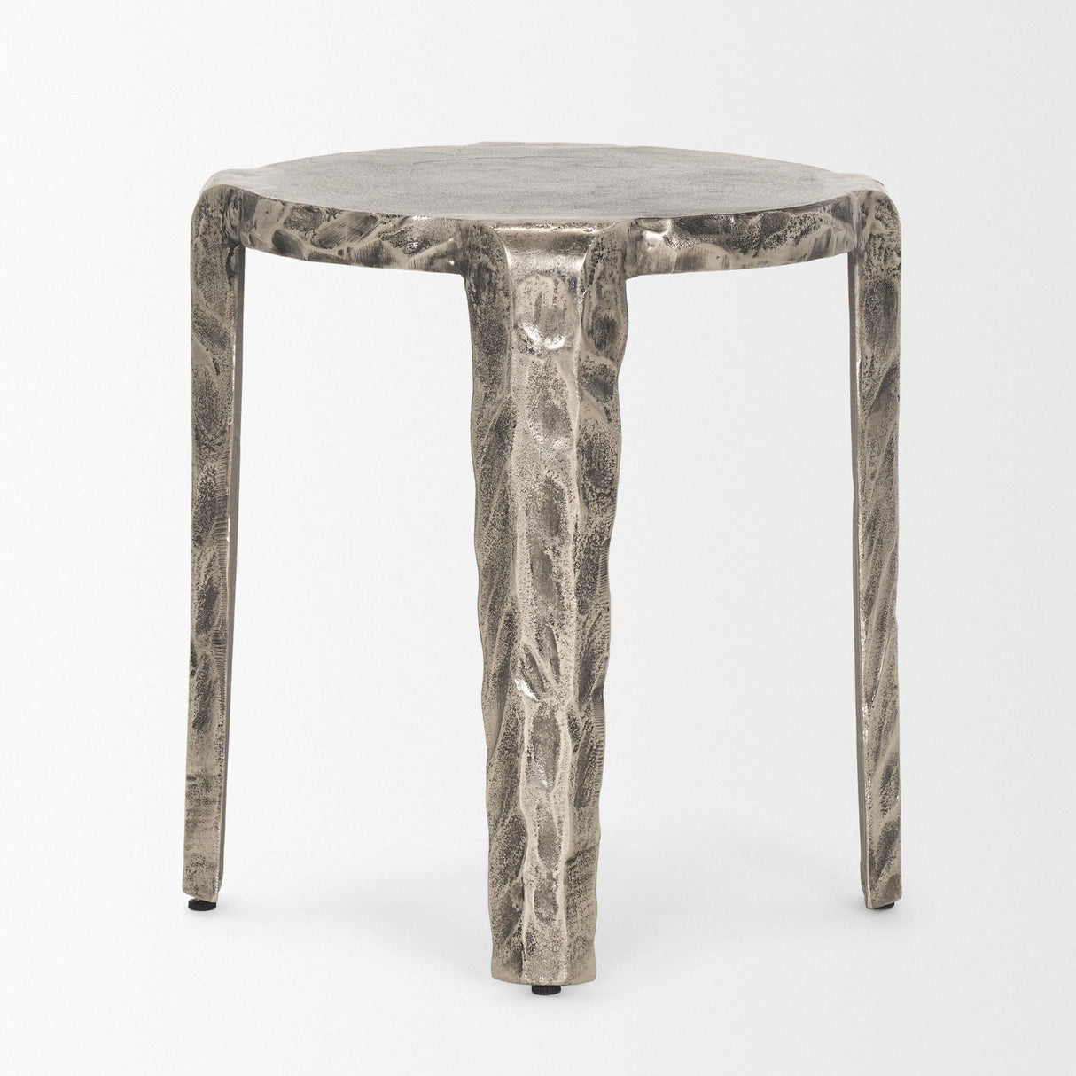 Mercana Randy Textured Silver Nickel Cast Aluminum Metal Accent Table