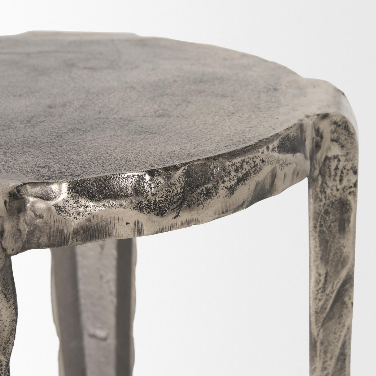 Mercana Randy Textured Silver Nickel Cast Aluminum Metal Accent Table