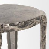 Mercana Randy Textured Silver Nickel Cast Aluminum Metal Accent Table