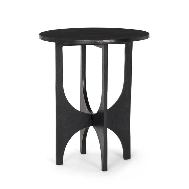 Mercana Sobi Textured Matte Black Round Metal Accent Table