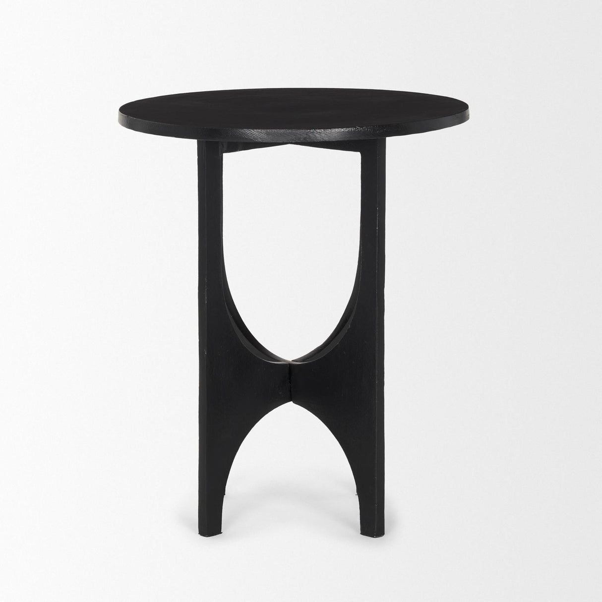 Mercana Sobi Textured Matte Black Round Metal Accent Table