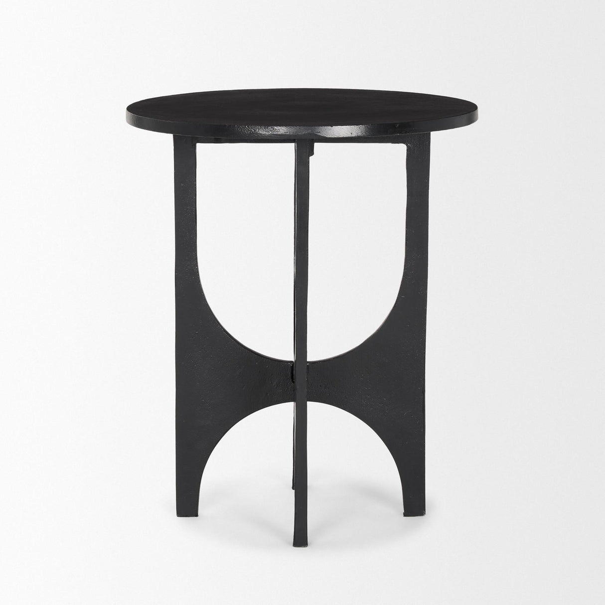 Mercana Sobi Textured Matte Black Round Metal Accent Table