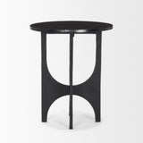 Mercana Sobi Textured Matte Black Round Metal Accent Table