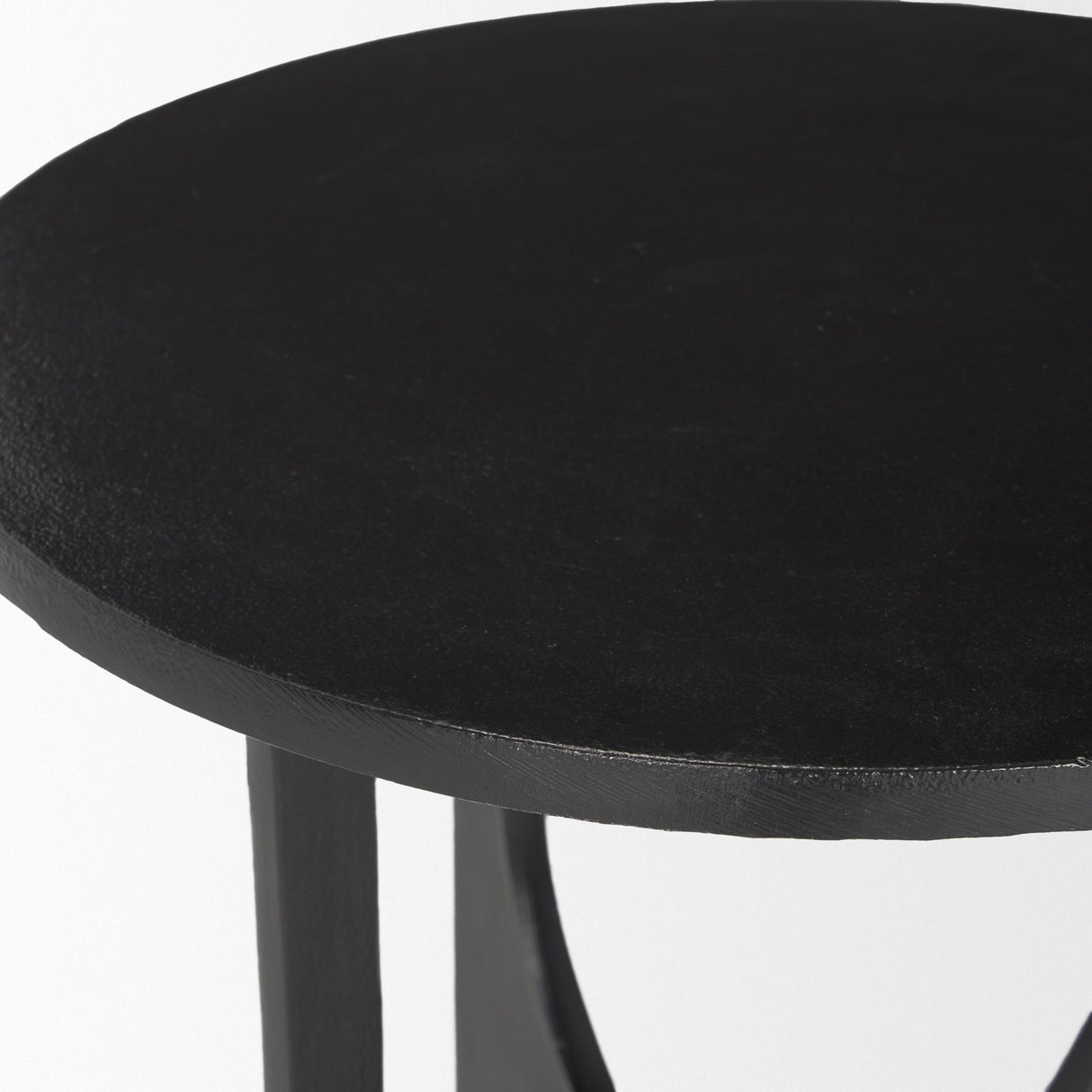 Mercana Sobi Textured Matte Black Round Metal Accent Table