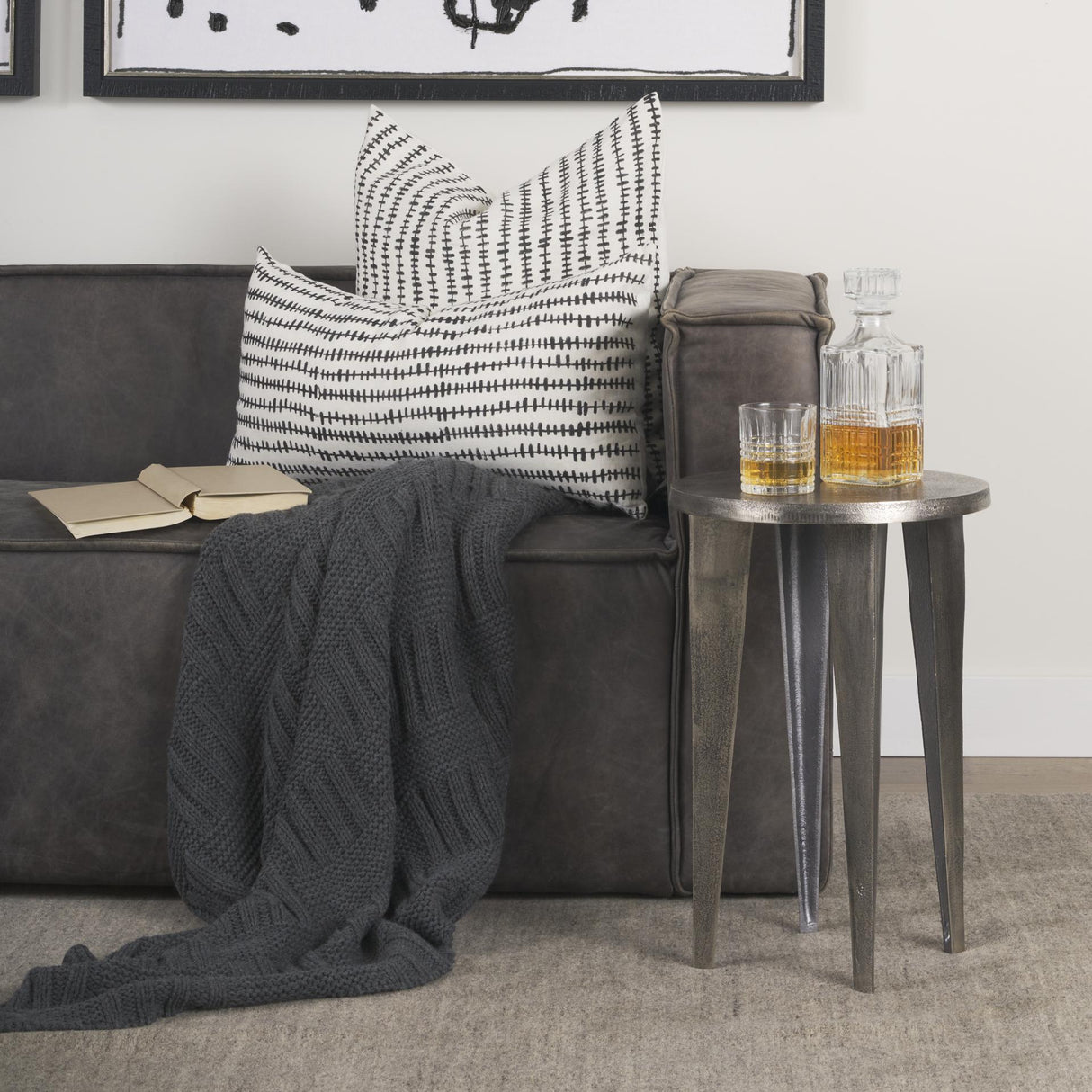 Mercana Maggie Textured Silver Nickel Cast Aluminum Metal Accent Table