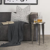 Mercana Maggie Textured Silver Nickel Cast Aluminum Metal Accent Table