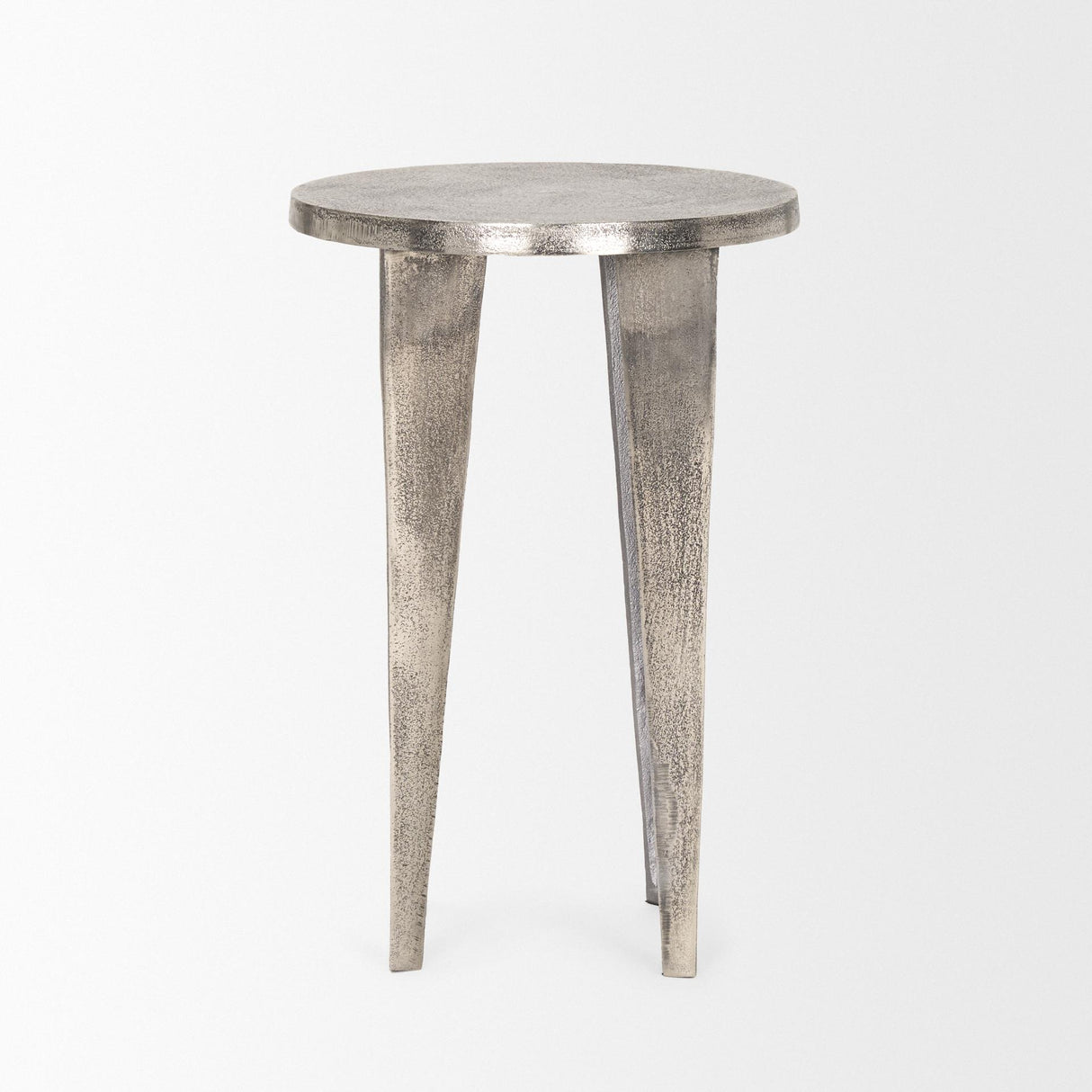 Mercana Maggie Textured Silver Nickel Cast Aluminum Metal Accent Table
