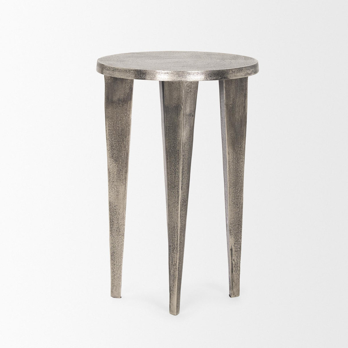 Mercana Maggie Textured Silver Nickel Cast Aluminum Metal Accent Table