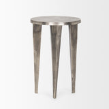 Mercana Maggie Textured Silver Nickel Cast Aluminum Metal Accent Table