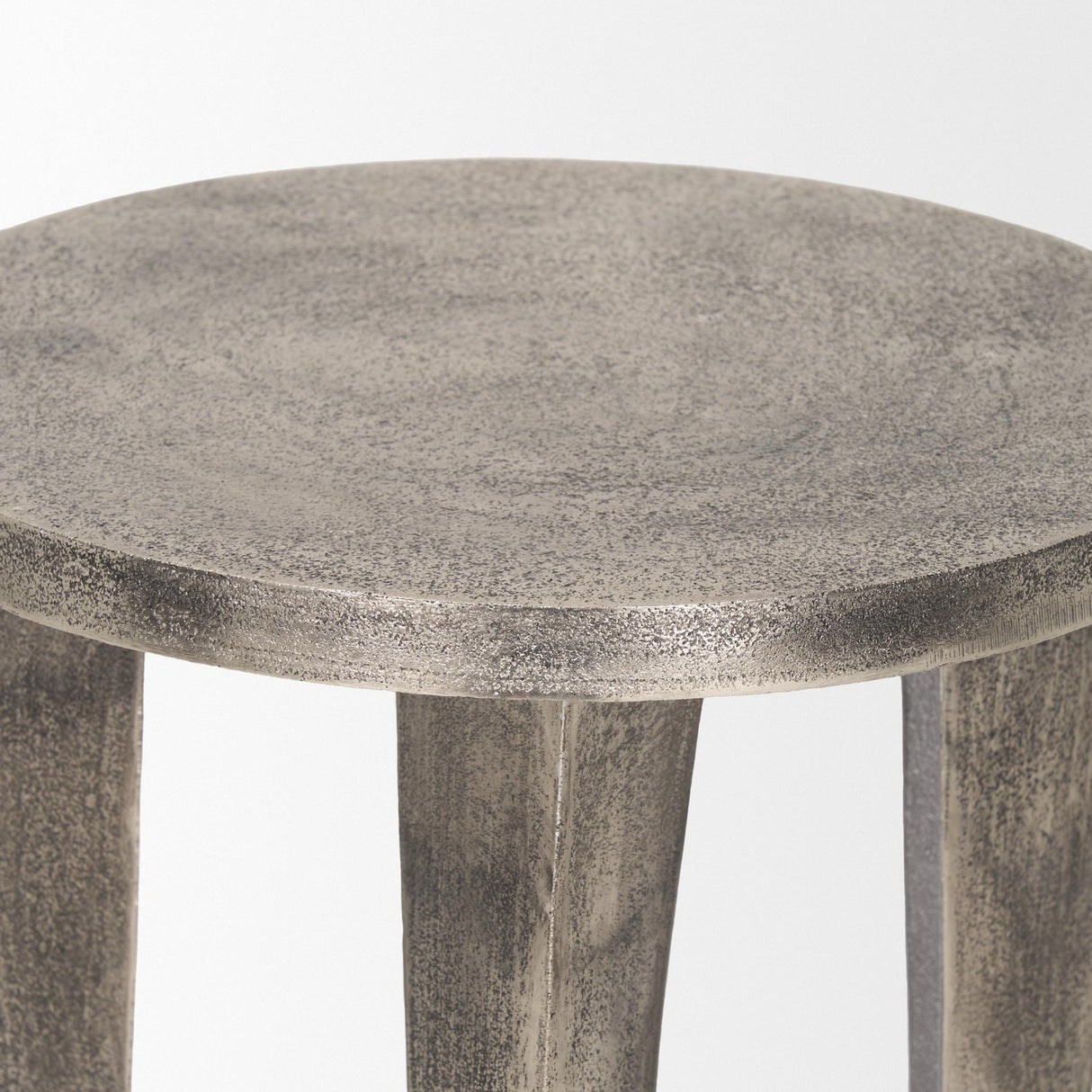 Mercana Maggie Textured Silver Nickel Cast Aluminum Metal Accent Table