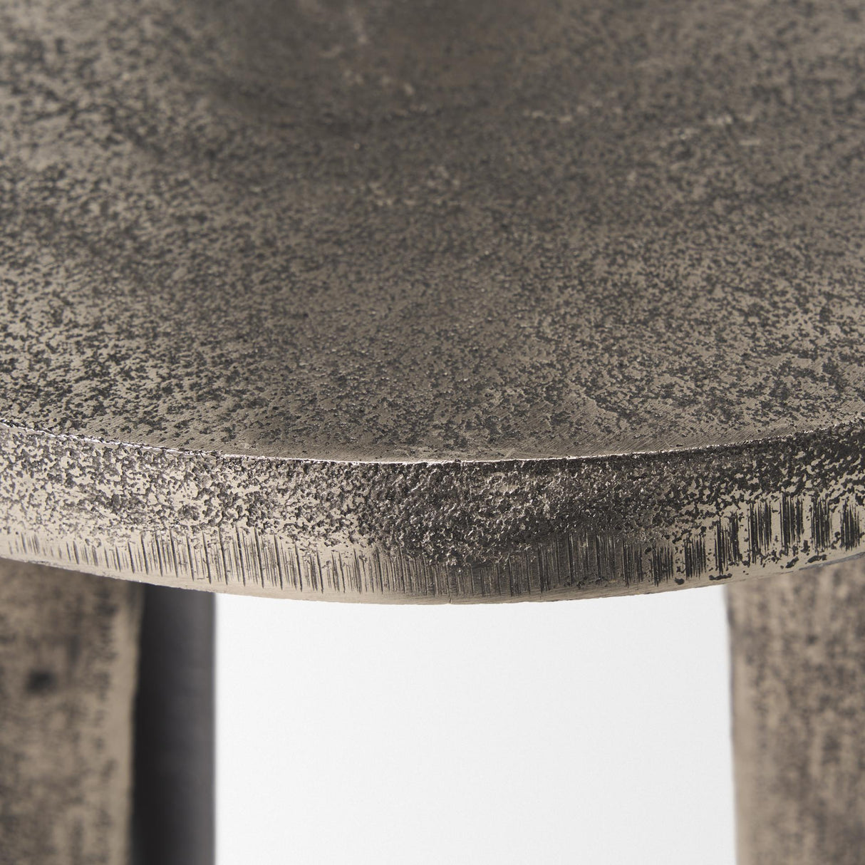 Mercana Maggie Textured Silver Nickel Cast Aluminum Metal Accent Table