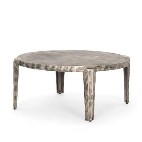 Mercana Randy Silver Nickel Cast Aluminum Metal Coffee Table