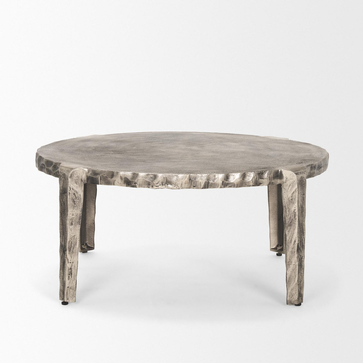 Mercana Randy Silver Nickel Cast Aluminum Metal Coffee Table