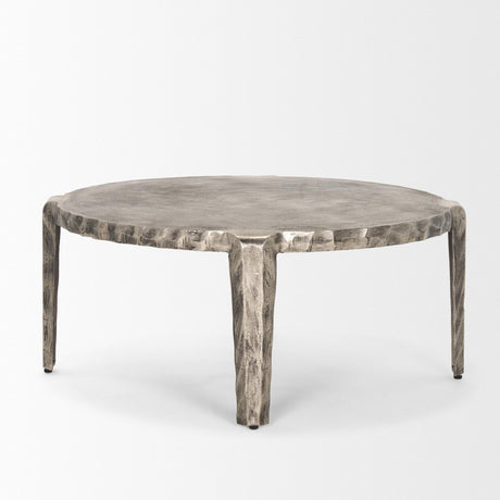 Mercana Randy Silver Nickel Cast Aluminum Metal Coffee Table
