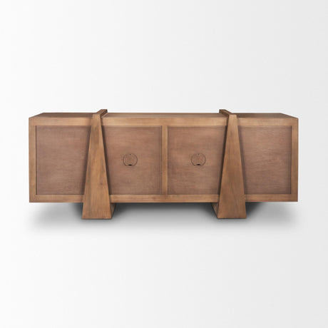 Mercana Eula Medium Brown Wood 4-Door Sideboard