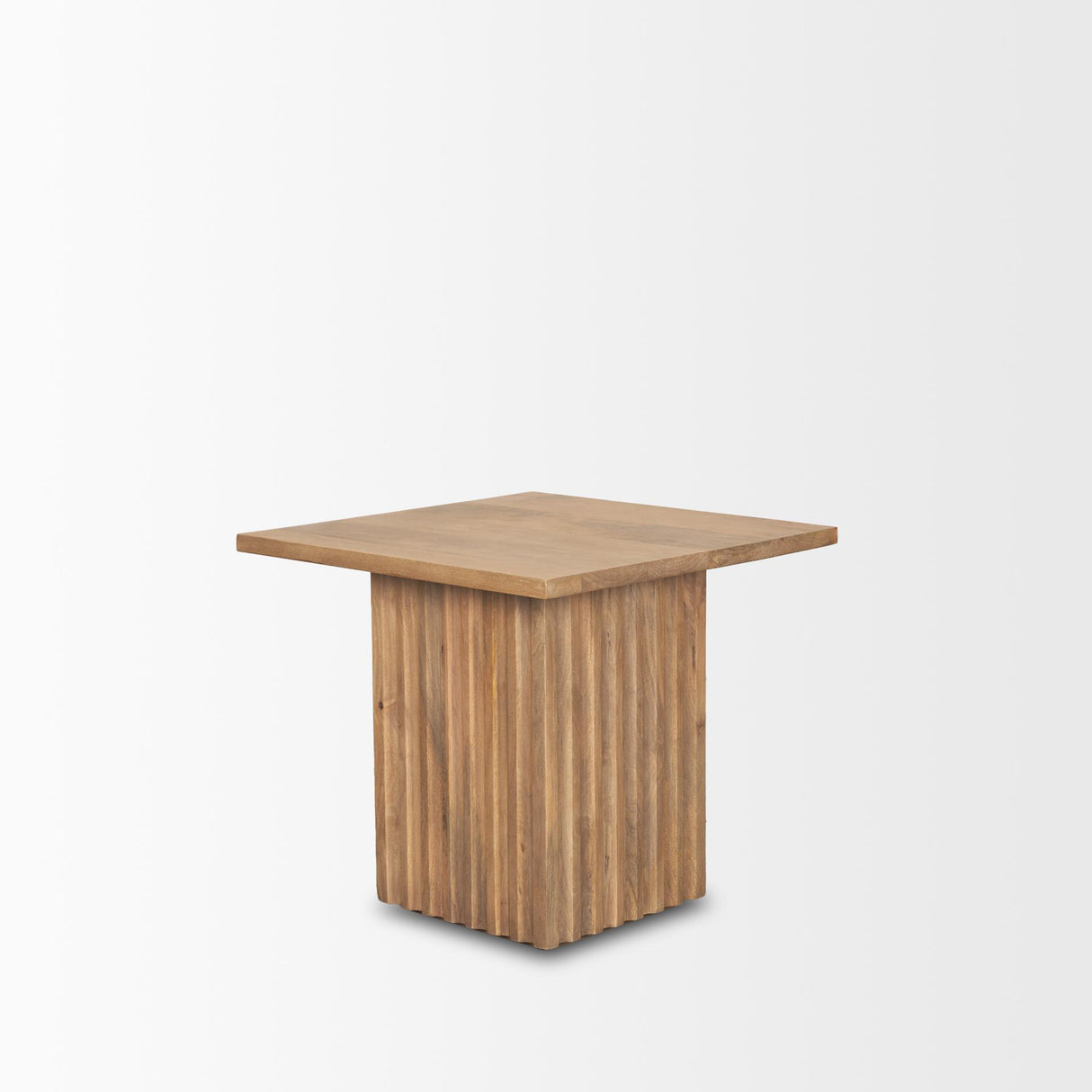 Mercana June Light Brown Wood w/ Fluting Square Side Table