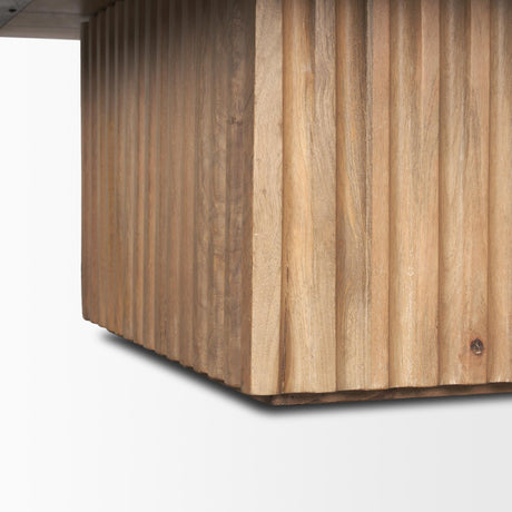 Mercana June Light Brown Wood w/ Fluting Square Coffee Table