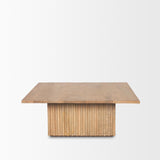 Mercana June Light Brown Wood w/ Fluting Square Coffee Table
