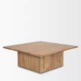 Mercana June Light Brown Wood w/ Fluting Square Coffee Table