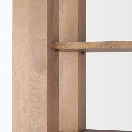 Mercana Beth Light Brown Wood w/ Open and Closed Storage Shelving Unit