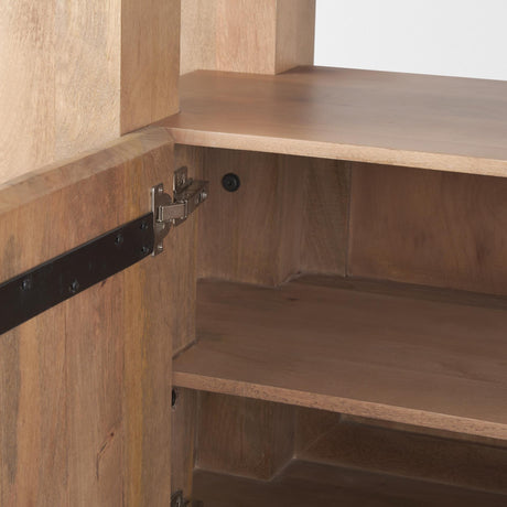 Mercana Beth Light Brown Wood w/ Open and Closed Storage Shelving Unit