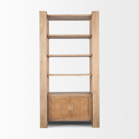 Mercana Beth Light Brown Wood w/ Open and Closed Storage Shelving Unit