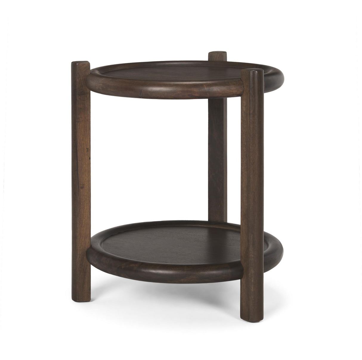 Mercana Romi Dark Brown Wood w/ Bottom Shelf Round Accent Table