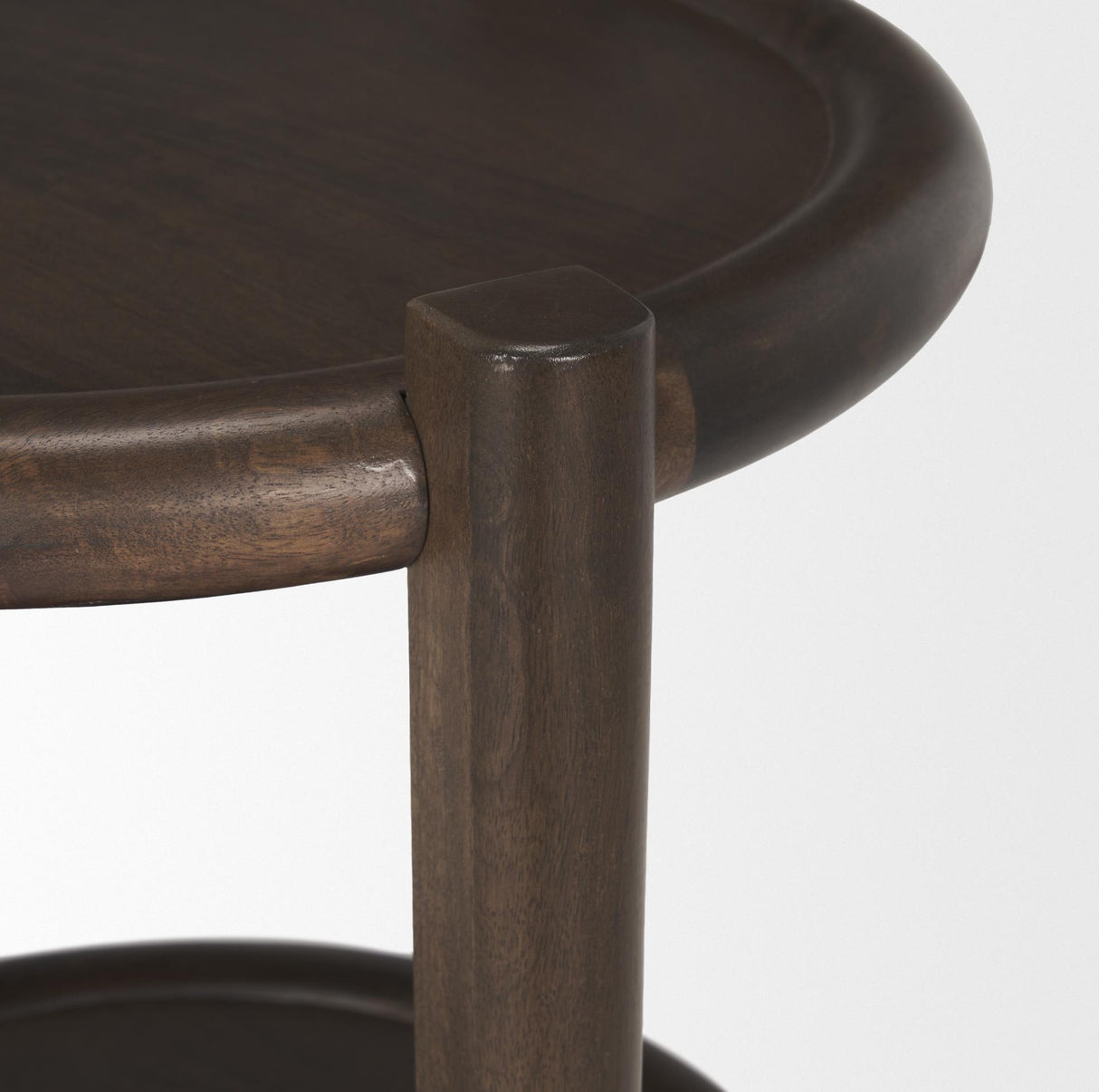 Mercana Romi Dark Brown Wood w/ Bottom Shelf Round Accent Table