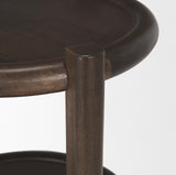 Mercana Romi Dark Brown Wood w/ Bottom Shelf Round Accent Table